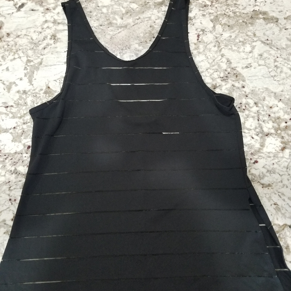 Athleta Sheer Black Stripe Tank S